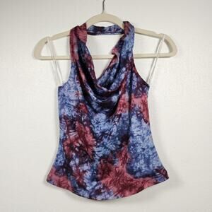 Vintage y2k Vixen Tie Dye Halter Slouchy Shirt Top Streetwear Skate Boho LG